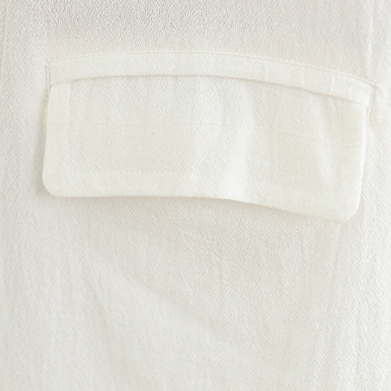 Buddha Stones 夏物 タンスタイル サイドスリット パンコウ 無地 クルーネック レディース 長袖 Tシャツ ポケット付き - image 7