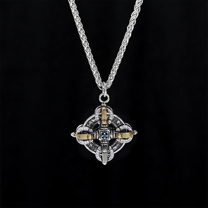 Buddha Stones 銅メッキに銀の十字架ヴァジュラペンダントをあしらったネックレス - image 2