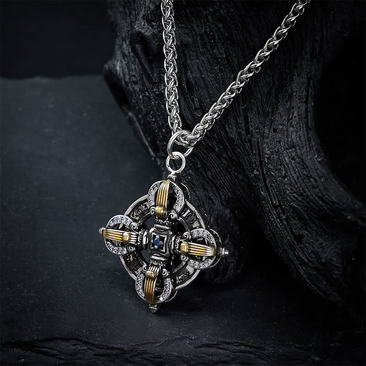 Buddha Stones 銅メッキに銀の十字架ヴァジュラペンダントをあしらったネックレス - image 4