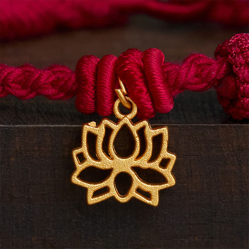 Buddha Stones 銅蓮の赤紐の新しい始まりのブレスレット - image 3