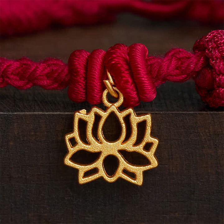 Buddha Stones 銅蓮の赤紐の新しい始まりのブレスレット - image 3