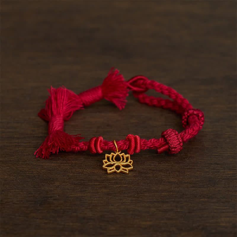 Buddha Stones 銅蓮の赤紐の新しい始まりのブレスレット - image 1