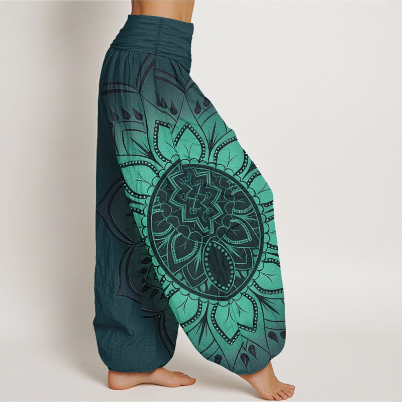 Buddha Stones コットン シンメトリー マンダラ柄 レディース 伸縮性ウエスト ハーレムパンツ - image 7