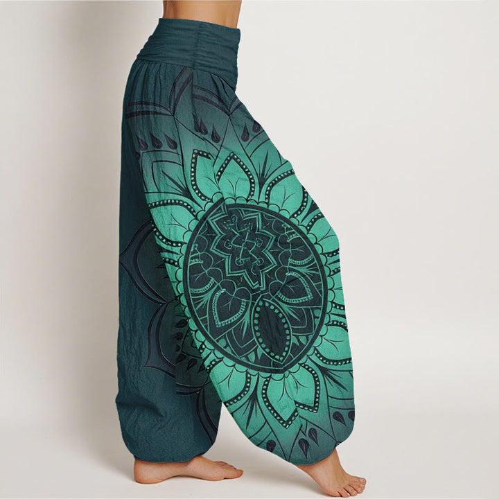 Buddha Stones コットン シンメトリー マンダラ柄 レディース 伸縮性ウエスト ハーレムパンツ - image 7