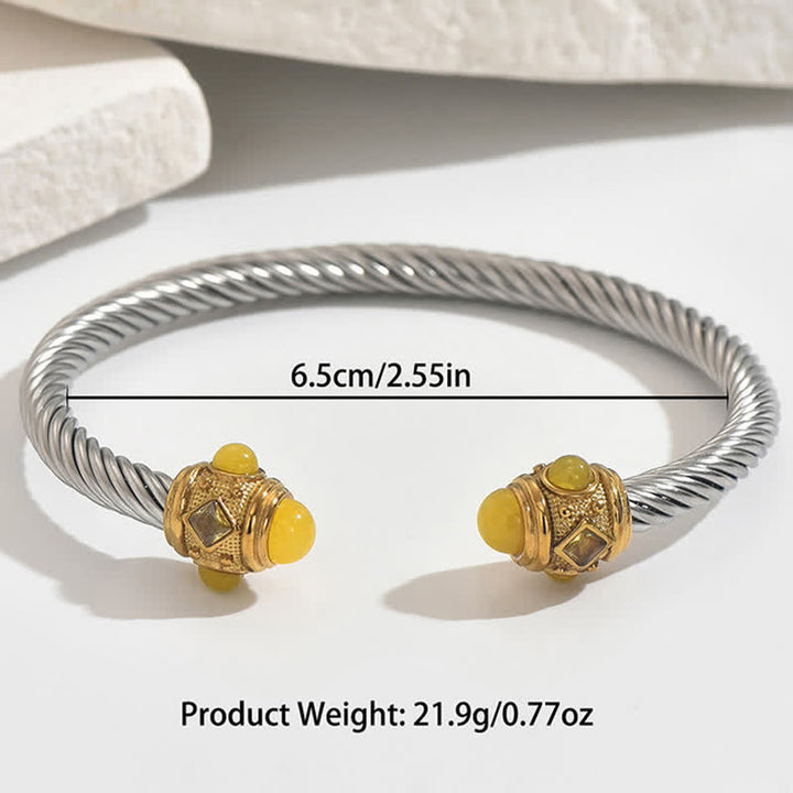 Buddha Stones ステンレススチール製スパイラルエナジーツートーンカフブレスレット - image 9