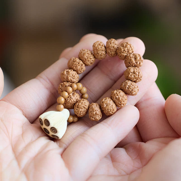 Buddha Stones 金剛種子 手磨き蓮の実ペンダント 触覚瞑想ビーズ装飾品 - 蓮（悟り♥新たな始まり） - image 0