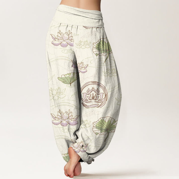 Buddha Stones コットンロータスリップル柄 レディース ゴムウエスト ハーレムパンツ - image 6
