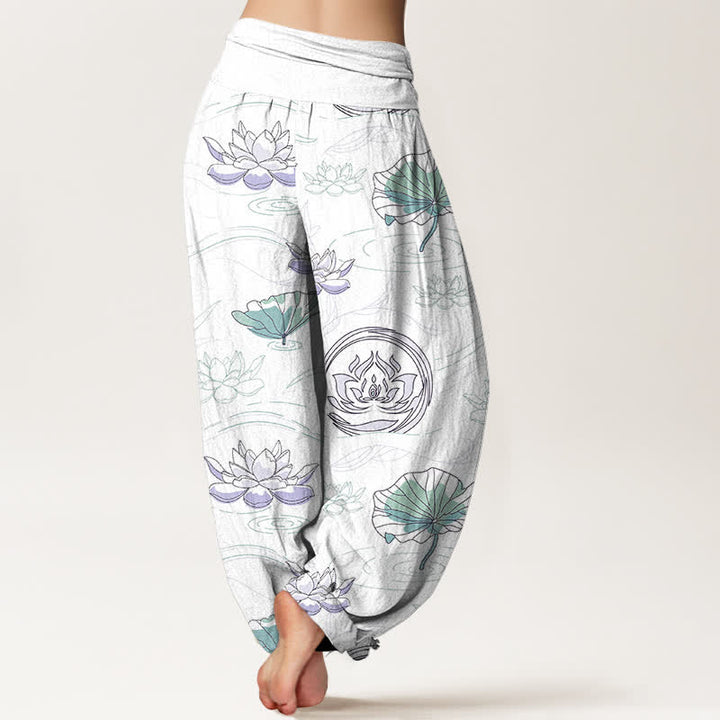 Buddha Stones コットンロータスリップル柄 レディース ゴムウエスト ハーレムパンツ - image 9