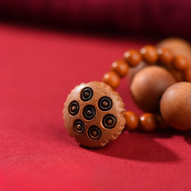 Buddha Stones 桃の木の蓮の実を模した、手磨き仕上げの触覚的な瞑想ビーズ装飾品 - image 4