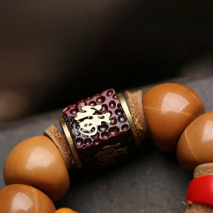 Buddha Stones 菩提樹の実 アヴァローキテーシュヴァラ 福の文字 平和 チベット カラフルなタッセル 触覚瞑想ビーズ装飾 - image 4