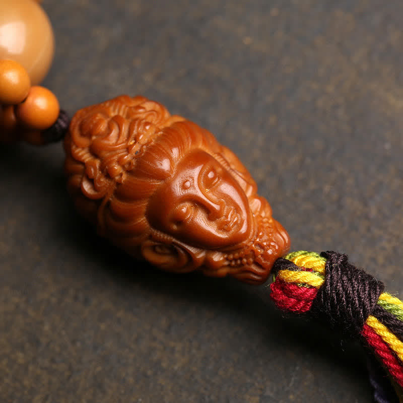 Buddha Stones 菩提樹の実 アヴァローキテーシュヴァラ 福の文字 平和 チベット カラフルなタッセル 触覚瞑想ビーズ装飾 - image 3