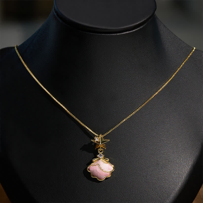 Buddha Stones 宋錦銅貝ハートイチョウの葉幸運ネックレス - image 6