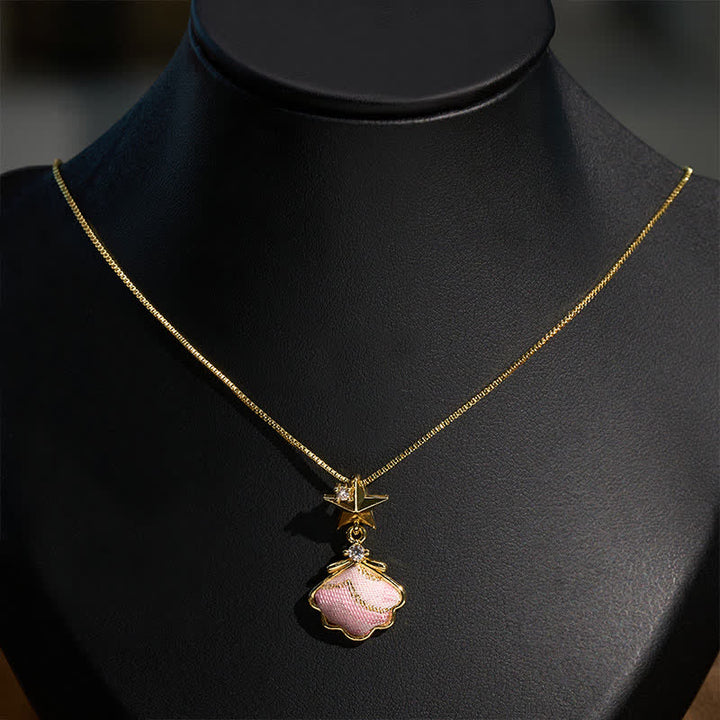 Buddha Stones 宋錦銅貝ハートイチョウの葉幸運ネックレス - image 6
