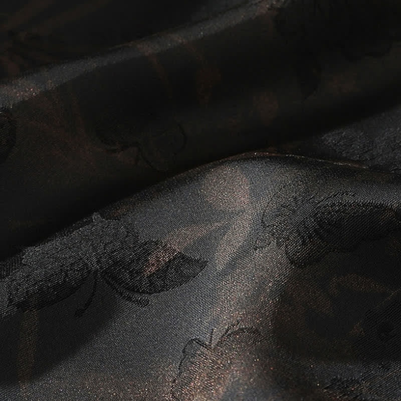 Buddha Stones 春夏向け唐風カジュアルマンダリンカラー竹蝶柄メンズ半袖シャツ - image 10