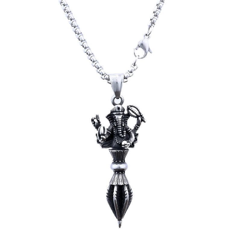 Buddha Stones ステンレススチール製ガネーシャ・ヴァジュラ・スピリチュアルパワーペンダントネックレス - image 4