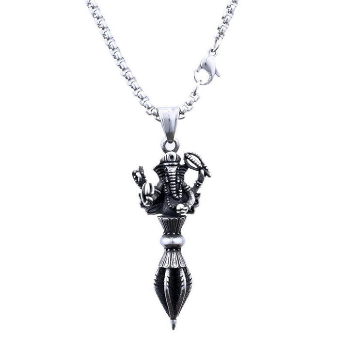 Buddha Stones ステンレススチール製ガネーシャ・ヴァジュラ・スピリチュアルパワーペンダントネックレス - image 4