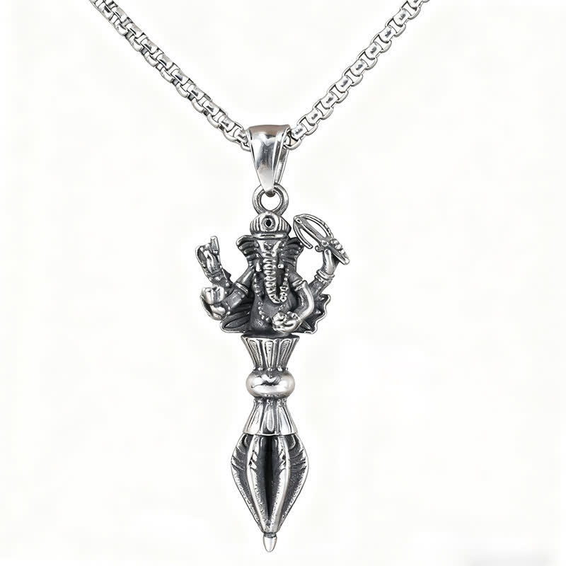 Buddha Stones ステンレススチール製ガネーシャ・ヴァジュラ・スピリチュアルパワーペンダントネックレス - image 3