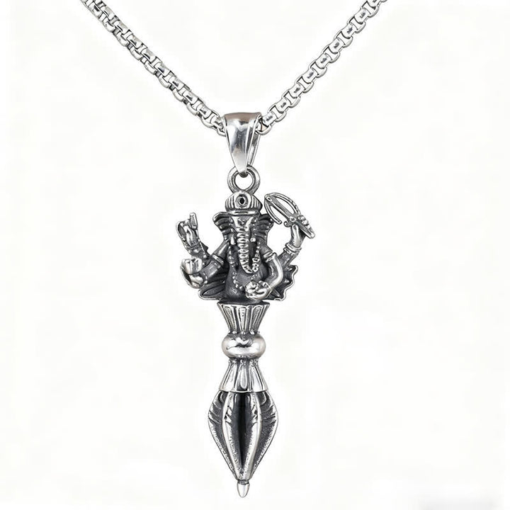 Buddha Stones ステンレススチール製ガネーシャ・ヴァジュラ・スピリチュアルパワーペンダントネックレス - image 3