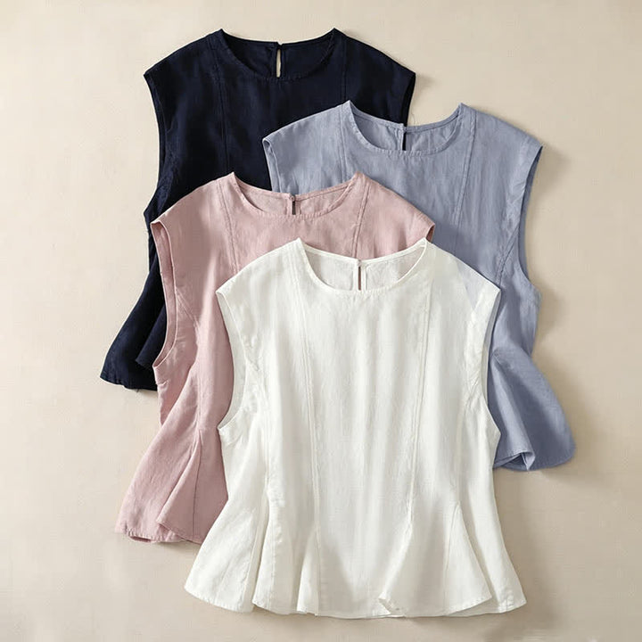 Buddha Stones 夏物カジュアルエレガント無地タンクトップ レディースノースリーブTシャツ - image 23