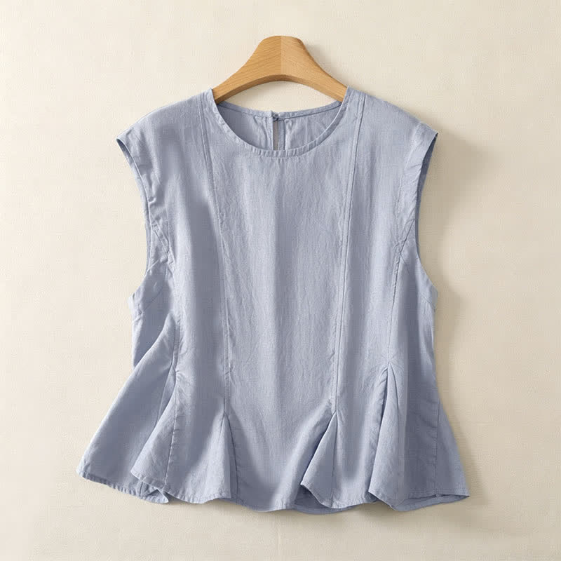 Buddha Stones 夏物カジュアルエレガント無地タンクトップ レディースノースリーブTシャツ - ライトスチールブルー - US8-10, UK/AU12-14, EU40-42 （2XL） - image 0