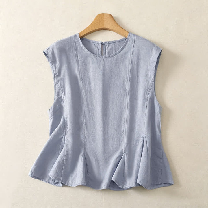 Buddha Stones 夏物カジュアルエレガント無地タンクトップ レディースノースリーブTシャツ - ライトスチールブルー - US8-10, UK/AU12-14, EU40-42 （2XL） - image 0