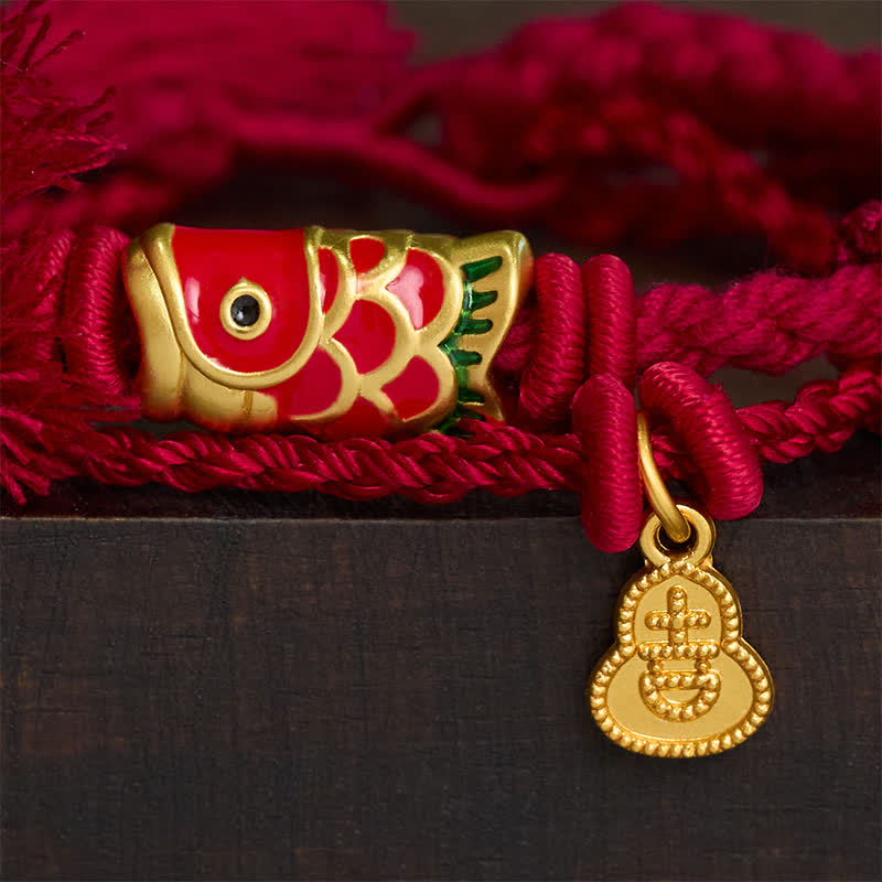 Buddha Stones 合金製鯉ペンダント成就レトロ二連ブレスレット - image 3