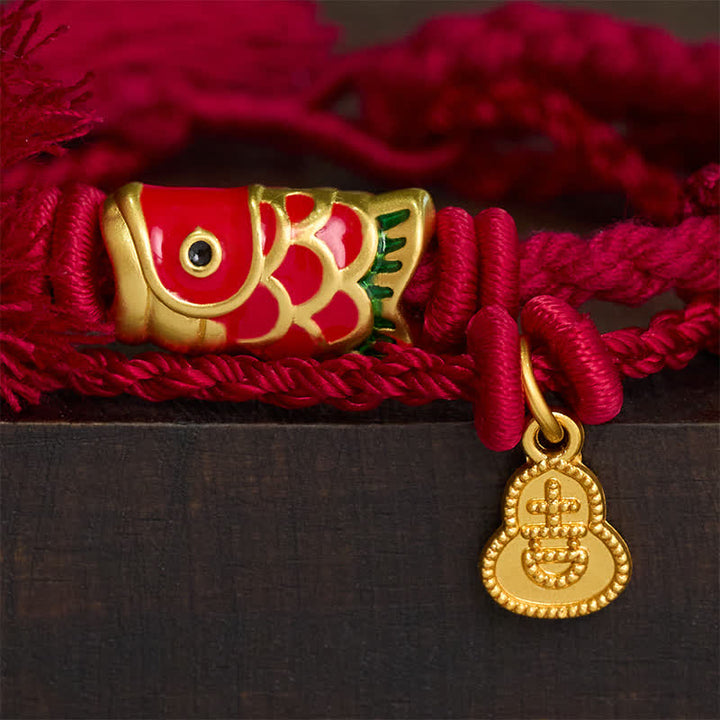 Buddha Stones 合金製鯉ペンダント成就レトロ二連ブレスレット - image 3