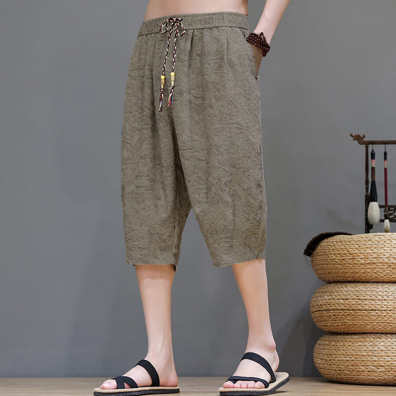 Buddha Stones 夏物カジュアル ボヘミアン ドローストリング アブストラクト メンズ ショートパンツ ポケット付き - image 1