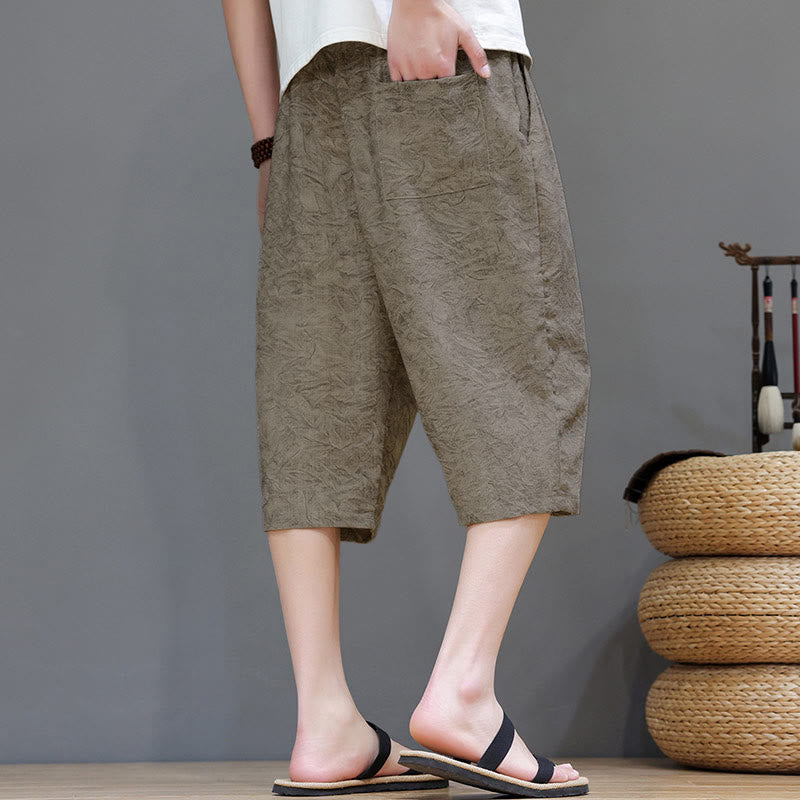 Buddha Stones 夏物カジュアル ボヘミアン ドローストリング アブストラクト メンズ ショートパンツ ポケット付き - image 4