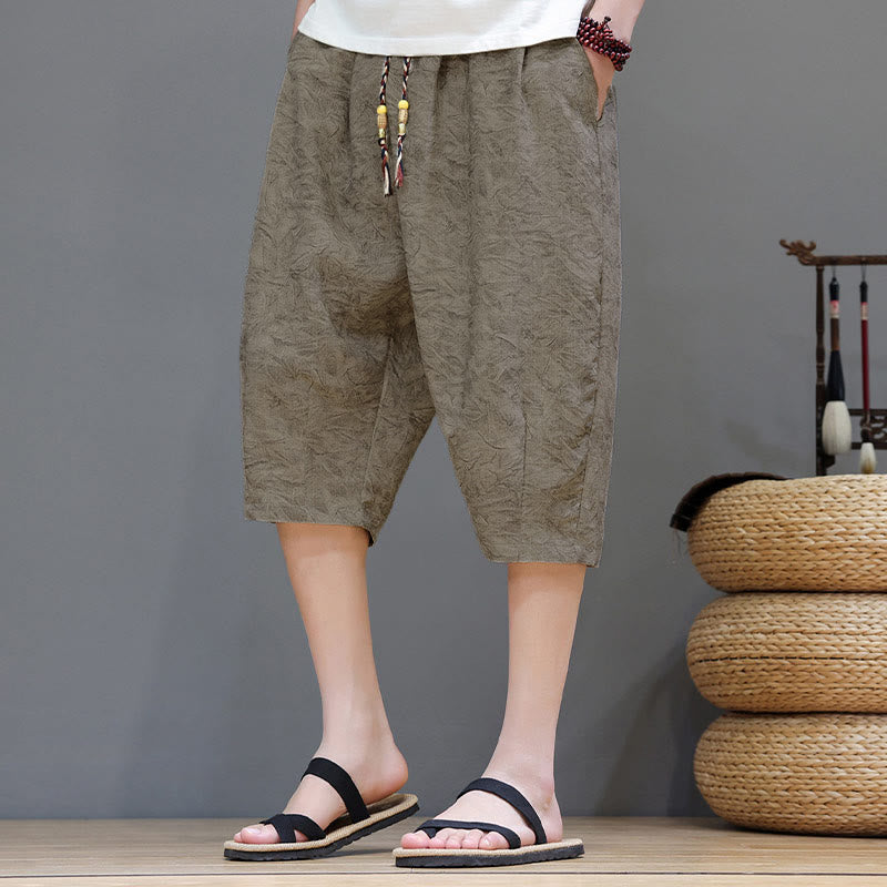 Buddha Stones 夏物カジュアル ボヘミアン ドローストリング アブストラクト メンズ ショートパンツ ポケット付き - image 2