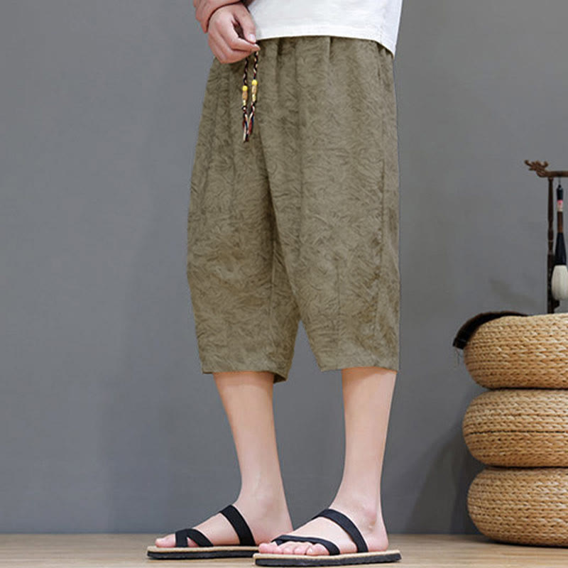 Buddha Stones 夏物カジュアル ボヘミアン ドローストリング アブストラクト メンズ ショートパンツ ポケット付き - image 6