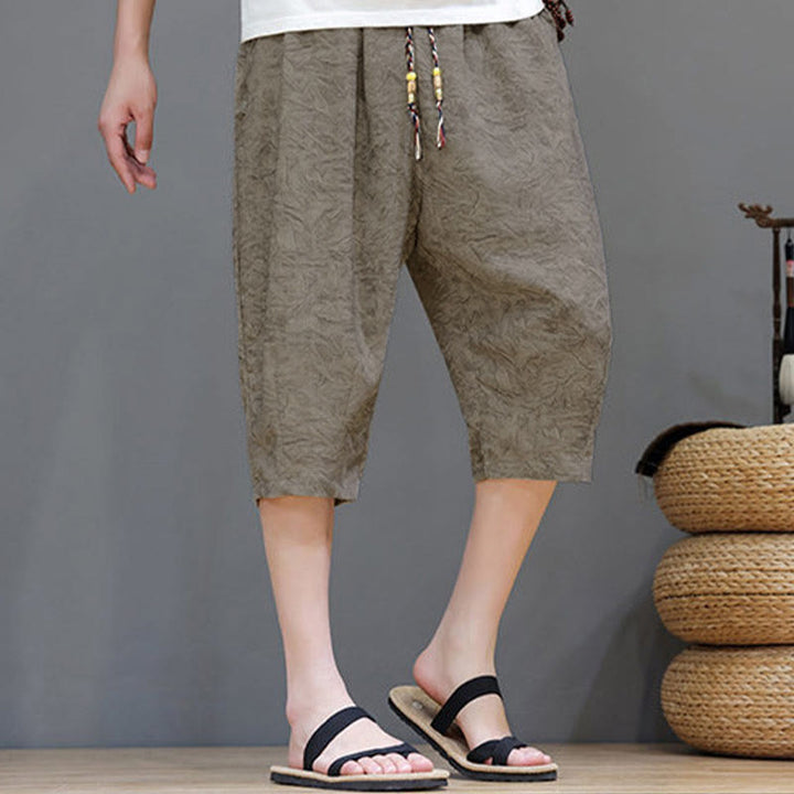 Buddha Stones 夏物カジュアル ボヘミアン ドローストリング アブストラクト メンズ ショートパンツ ポケット付き - image 5