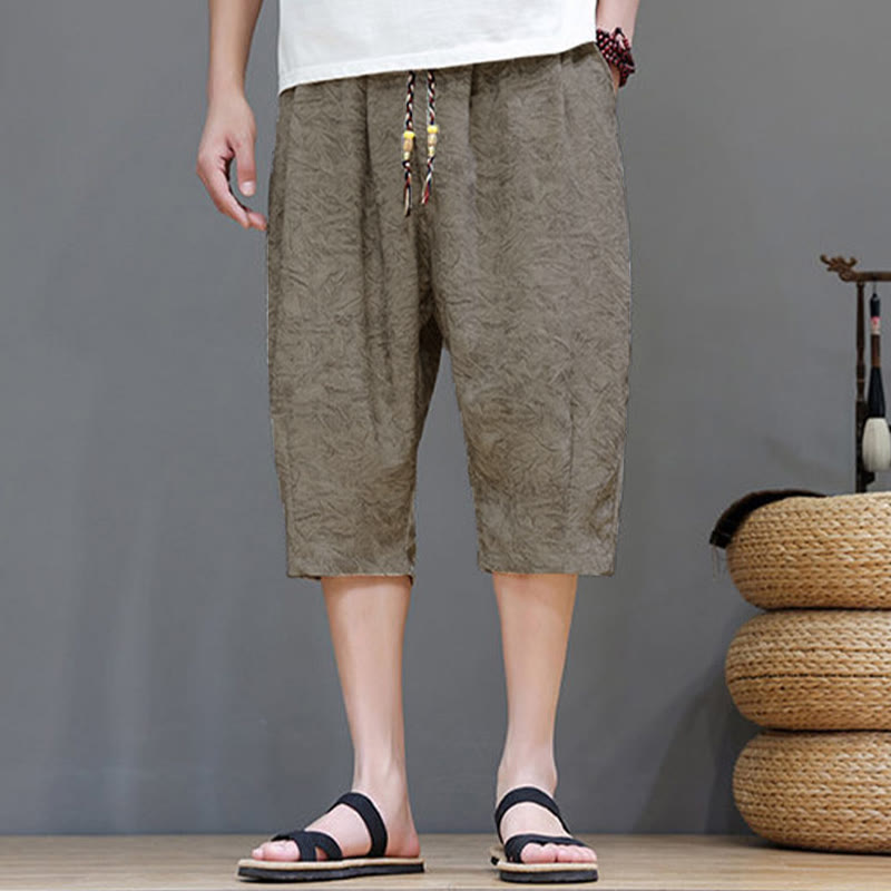 Buddha Stones 夏物カジュアル ボヘミアン ドローストリング アブストラクト メンズ ショートパンツ ポケット付き - image 3