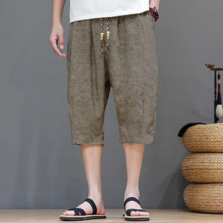 Buddha Stones 夏物カジュアル ボヘミアン ドローストリング アブストラクト メンズ ショートパンツ ポケット付き - image 3