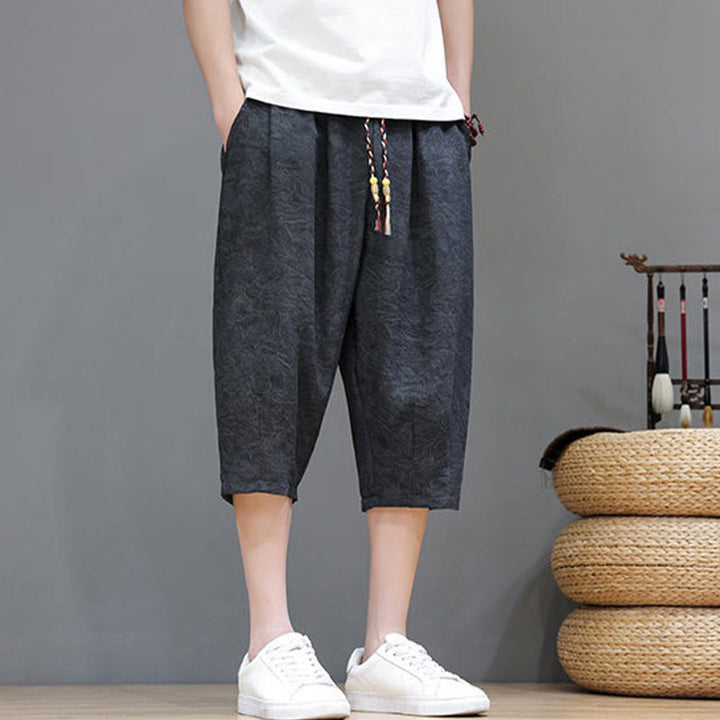 Buddha Stones 夏物カジュアル ボヘミアン ドローストリング アブストラクト メンズ ショートパンツ ポケット付き - image 10