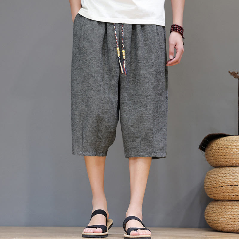 Buddha Stones 夏物カジュアル ボヘミアン ドローストリング アブストラクト メンズ ショートパンツ ポケット付き - ライトグレー - US/UK/AU48, EU58 （6XL） - image 13