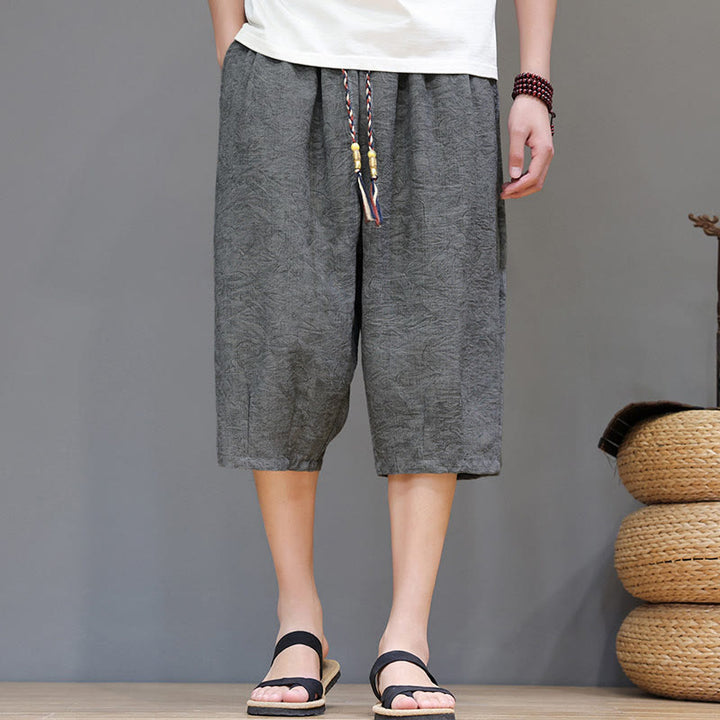 Buddha Stones 夏物カジュアル ボヘミアン ドローストリング アブストラクト メンズ ショートパンツ ポケット付き - ライトグレー - US/UK/AU48, EU58 （6XL） - image 13