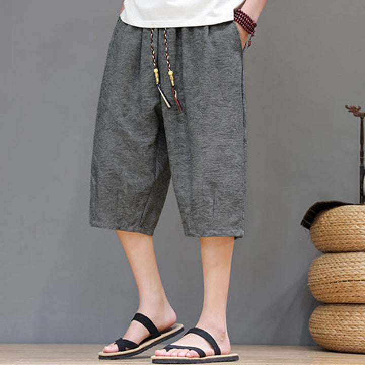 Buddha Stones 夏物カジュアル ボヘミアン ドローストリング アブストラクト メンズ ショートパンツ ポケット付き - image 14