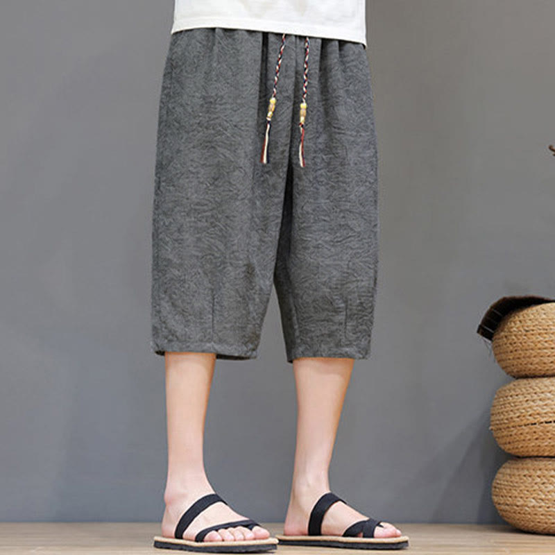 Buddha Stones 夏物カジュアル ボヘミアン ドローストリング アブストラクト メンズ ショートパンツ ポケット付き - image 15