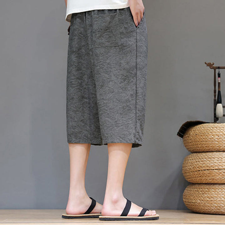 Buddha Stones 夏物カジュアル ボヘミアン ドローストリング アブストラクト メンズ ショートパンツ ポケット付き - image 17
