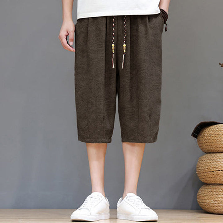 Buddha Stones 夏物カジュアル ボヘミアン ドローストリング アブストラクト メンズ ショートパンツ ポケット付き - image 30