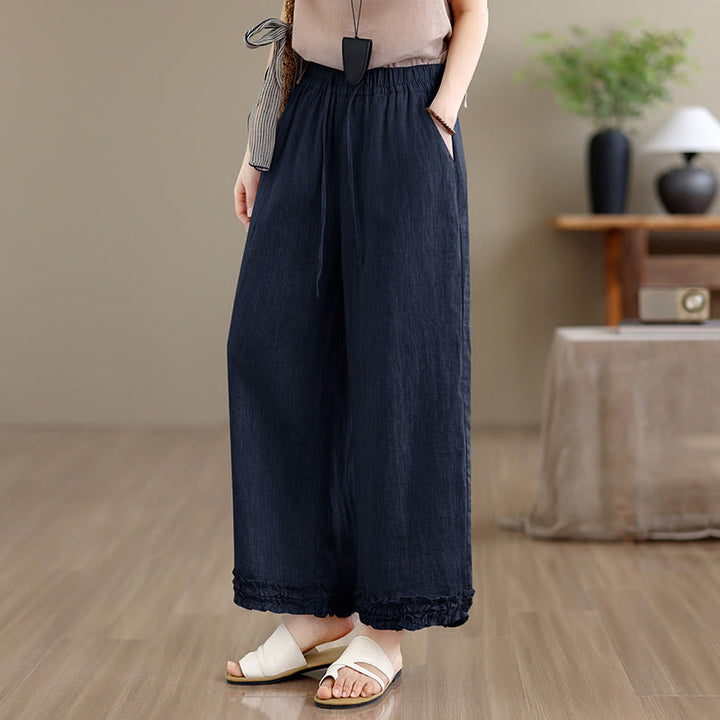 Buddha Stones 夏物カジュアルドローストリング無地クロップドパンツレディースハーレムパンツポケット付き - image 11