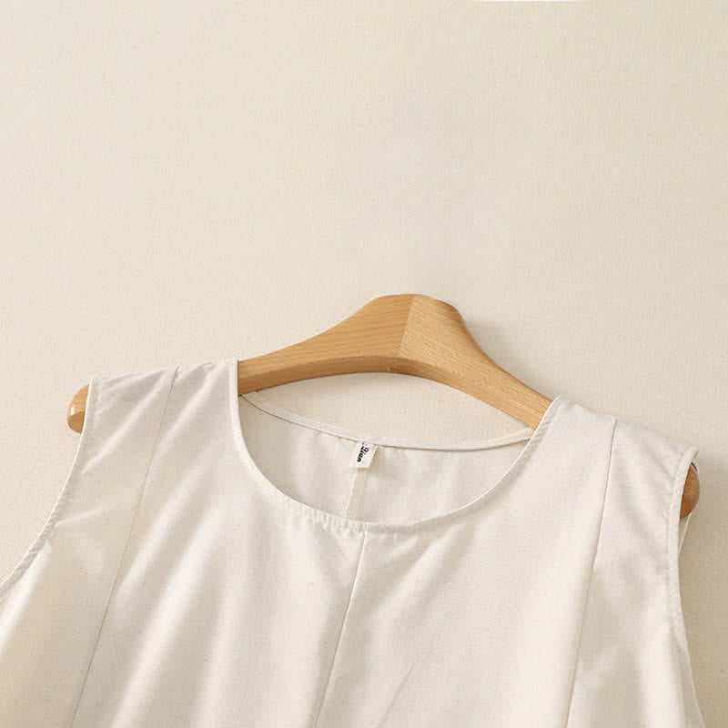 Buddha Stones 夏物ミニマリストベーシック無地クルーネックタンクトップレディースノースリーブTシャツ - image 7