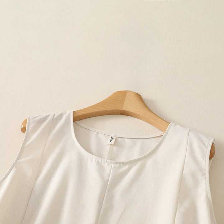 Buddha Stones 夏物ミニマリストベーシック無地クルーネックタンクトップレディースノースリーブTシャツ - image 7