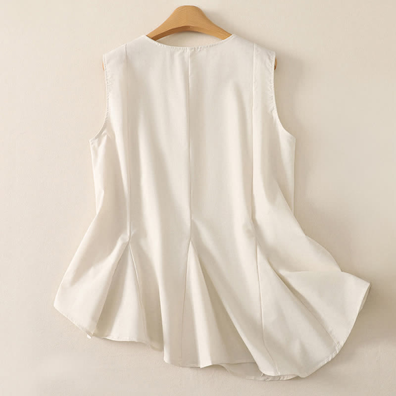 Buddha Stones 夏物ミニマリストベーシック無地クルーネックタンクトップレディースノースリーブTシャツ - image 6