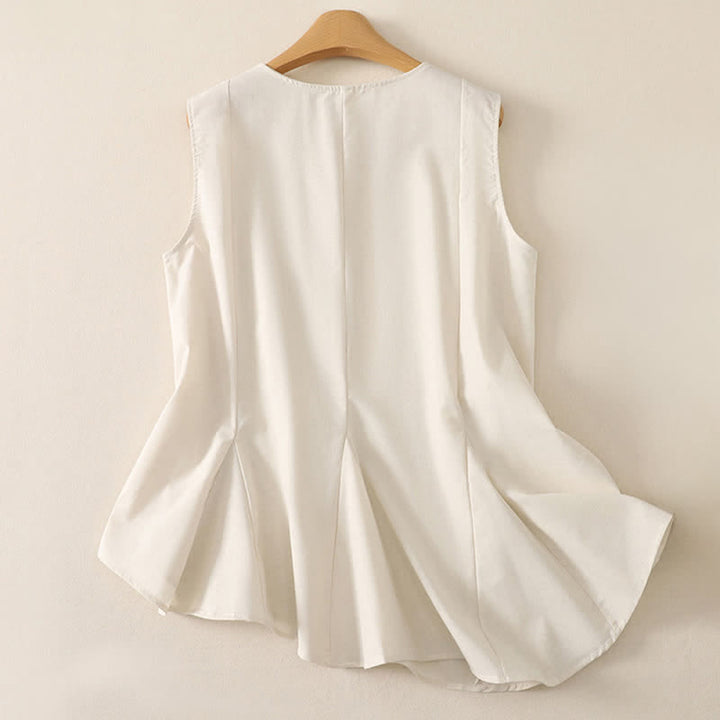 Buddha Stones 夏物ミニマリストベーシック無地クルーネックタンクトップレディースノースリーブTシャツ - image 6