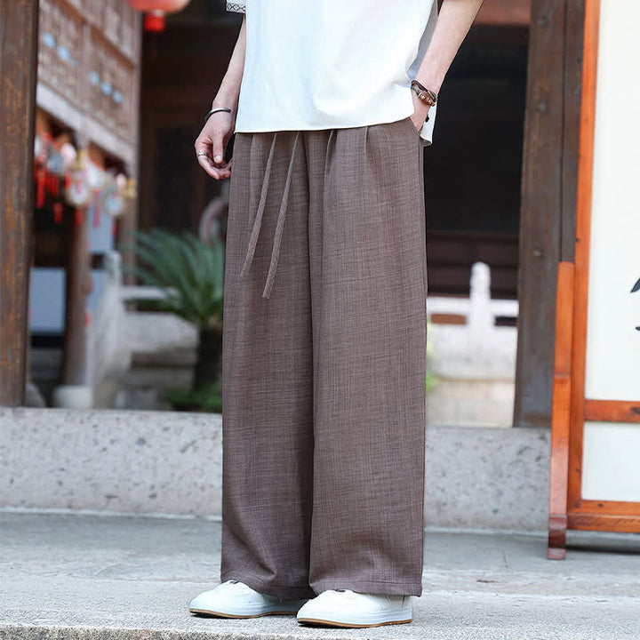 Buddha Stones 夏物カジュアルミニマリストドローストリングゴムウエスト無地アンクルパンツメンズストレートレッグパンツポケット付き - image 17