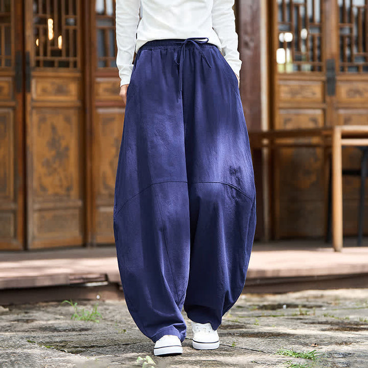 Buddha Stones 夏物カジュアルドローストリング無地コットンクロップドパンツメンズハーレムパンツポケット付き - 海軍 - US/UK/AU46, EU56 （5XL） - image 21