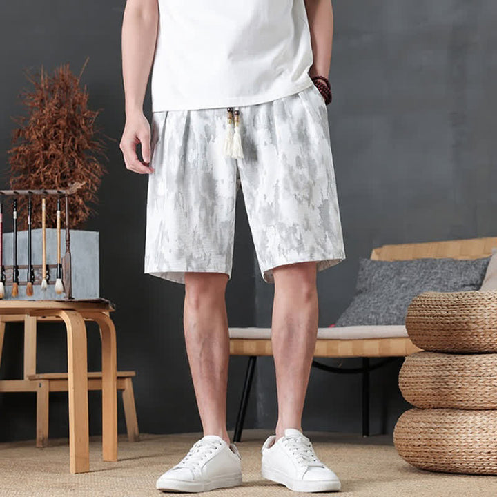 Buddha Stones 夏物カジュアルミニマリストドローストリング無地メンズショートパンツ（ポケット付き） - image 25