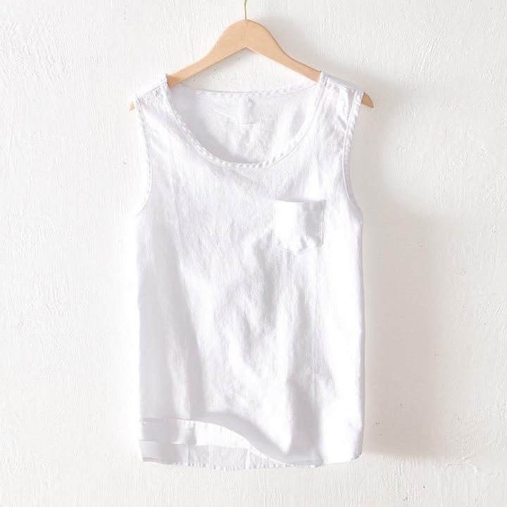 Buddha Stones 夏物カジュアルミニマリスト無地タンクトップメンズノースリーブTシャツパッチポケット付き - 白 - US/UK/AU42, EU52 （3XL） - image 8